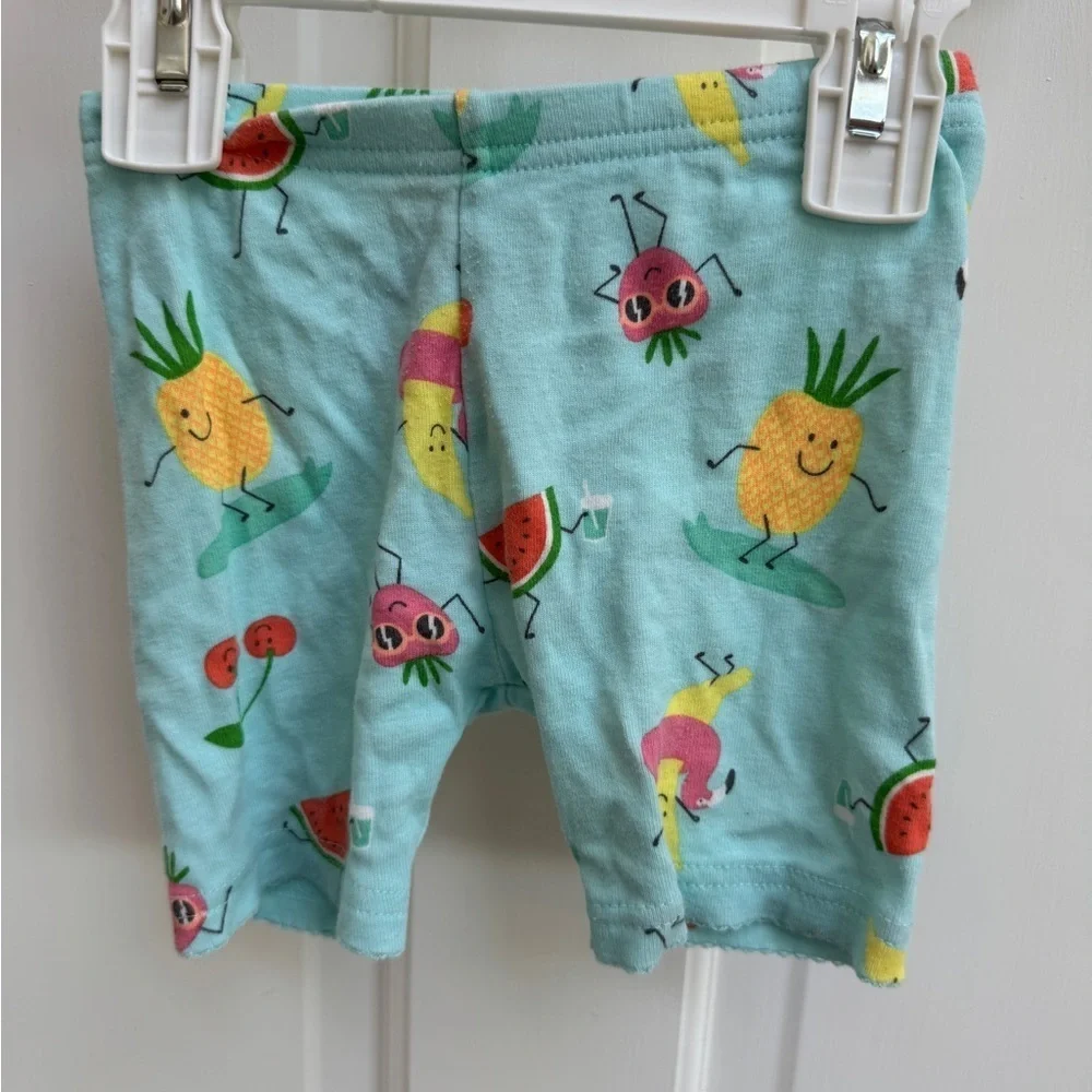 Carter's 2T Girls Blue Tropical Fruit Print Pajama Shorts